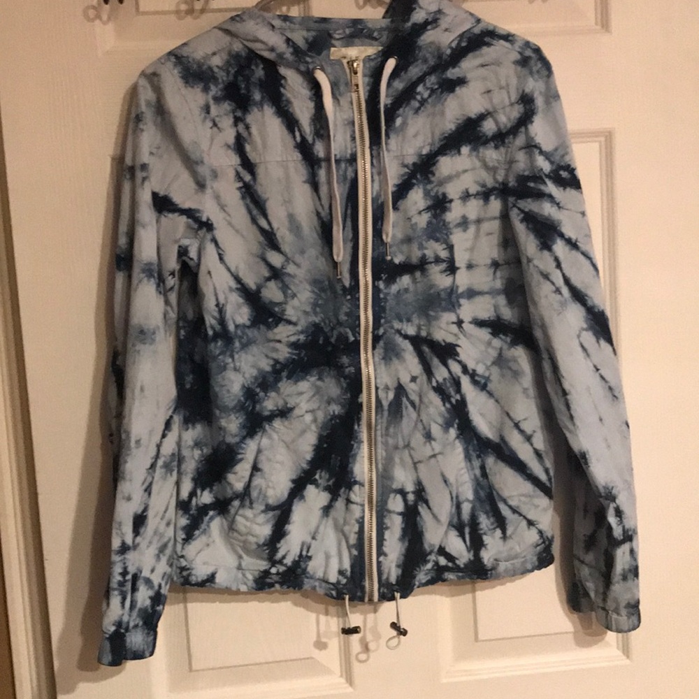 Blue tie-die Zine cotton hooded zip up